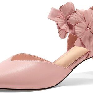 Womens Low Kitten Heels Faux Leather 2.28in Dress Pumps Slip On Formal Shoes